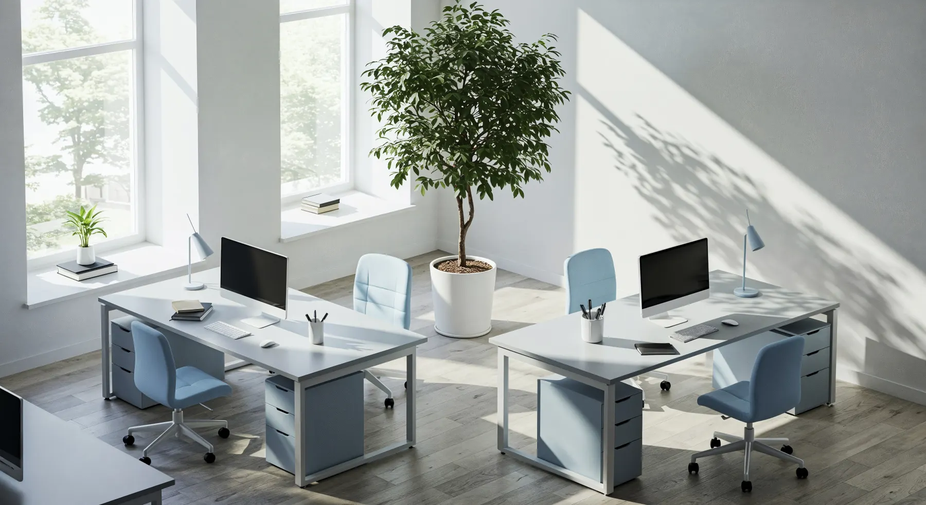 A bright office ready for a distributed team