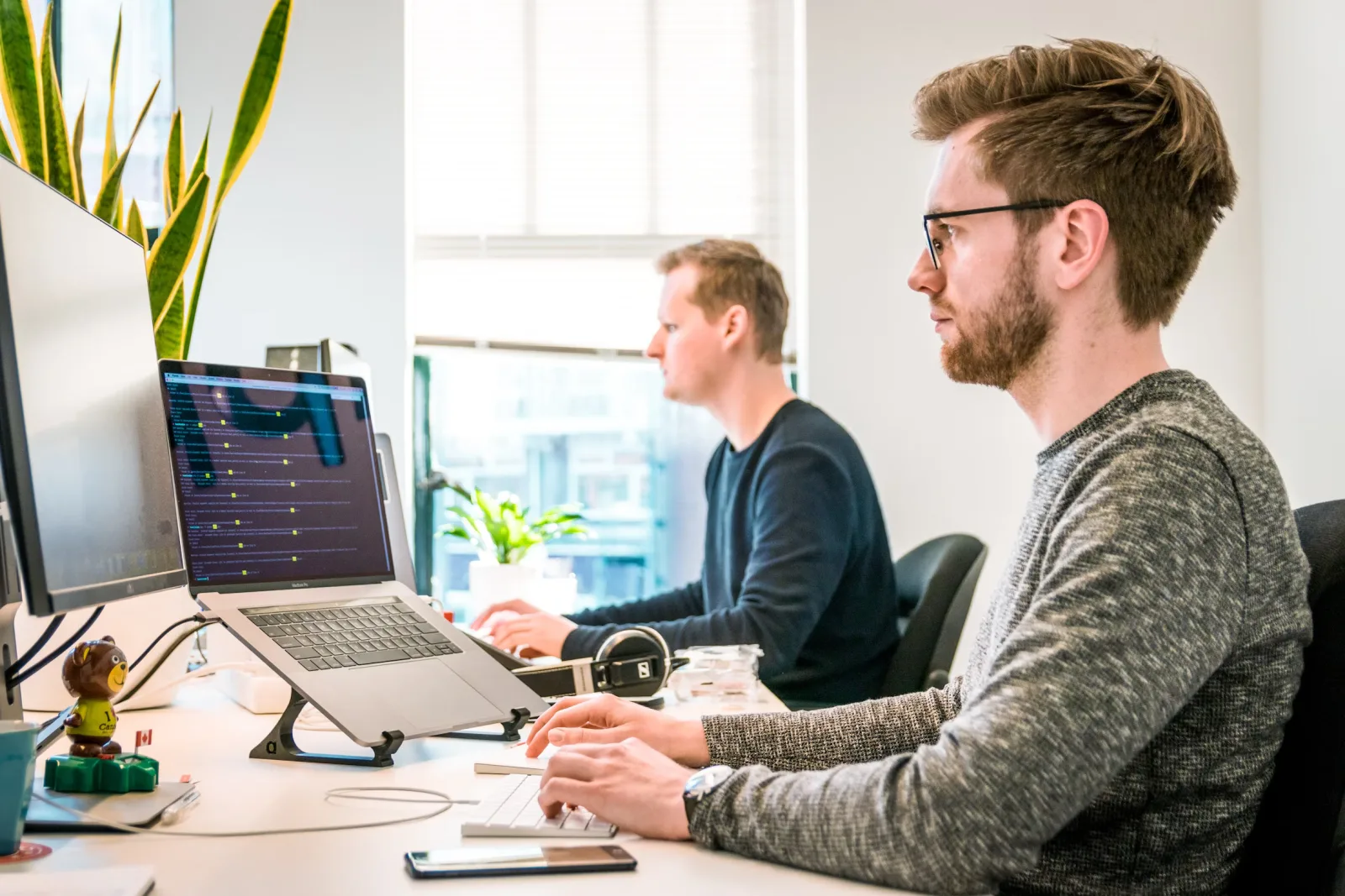 Professionals collaborating at work